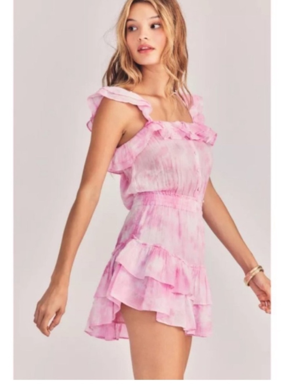 LoveShackFancy Marina Mini Dress Peony Small